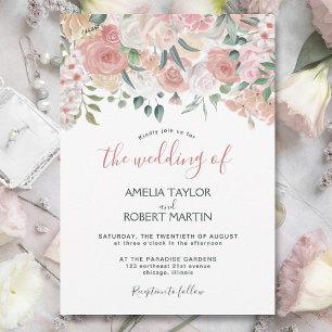 Invitation Aquarelle rose pâle