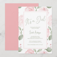 Aquarelle rose pâle C'est un Baby shower fille