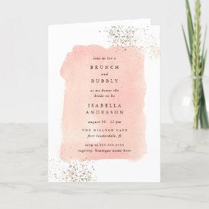 Invitation Aquarelle rose pâle Fête de l'mariée de brunch à b