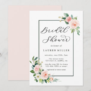Invitation Aquarelle rose pâle Fleur Douche nuptiale