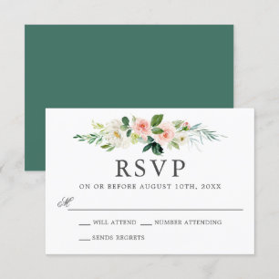 Invitation Aquarelle rose pâle Mariage floral RSVP
