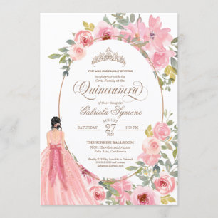 Invitation Aquarelle rose pâle Quinceanera