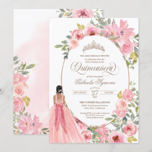 Invitation Aquarelle rose pâle Quinceanera