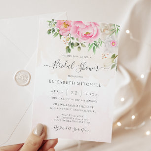 Invitation Aquarelle rose Pierre florale Fête des mariées élé