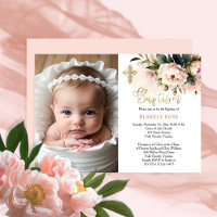Aquarelle rose pivoines Floral Girl Photo Baptême