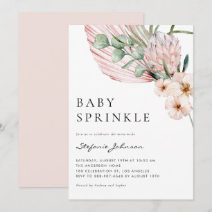 Invitation Aquarelle rose Protea Tropical Baby Sprinky