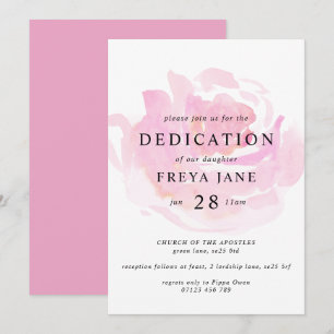 Invitation Aquarelle rose Rose Dédication bébé