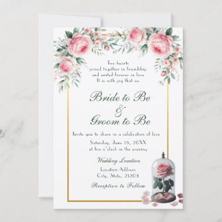 Invitation Aquarelle rose rose pâle