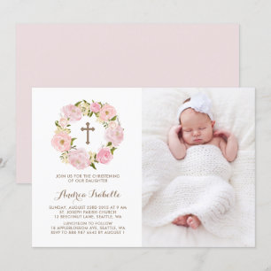 Invitation Aquarelle rose rose pâle rose glacé