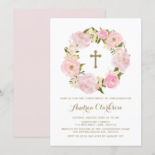 Invitation Aquarelle rose rose pâle rose glacé