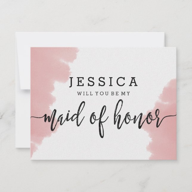 Invitation Aquarelle rose serez-vous ma femme d'honneur (Devant)