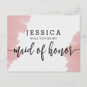 Invitation Aquarelle rose serez-vous ma femme d'honneur