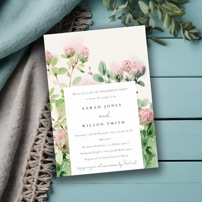 Invitation Aquarelle rose subtile Fiançailles de jardin fleur (Créateur téléchargé)