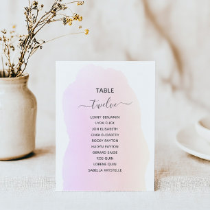 Invitation Aquarelle rose Tableau Numéro de siège