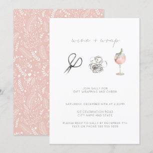Invitation Aquarelle rose Verre de Noël Fête