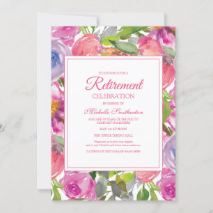 Invitation Aquarelle rose violet Fleur sauvage retraite