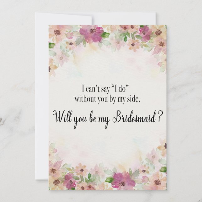 Invitation Aquarelle rose violet Floral (Devant)