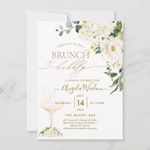 Invitation Aquarelle Roses d'Albâtre Brunch Pétillant