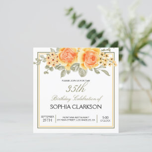 Invitation Aquarelle Roses Jaunes Anniversaire