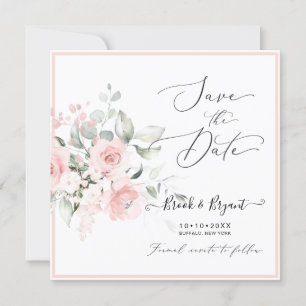 Invitation Aquarelle Roses Roses Fines Poussiéreuses Rose Enr