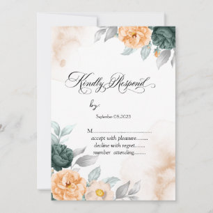 Invitation Aquarelle Roses Vertes RSVP