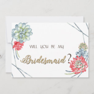 Invitation Aquarelle Rouge du désert Succulents