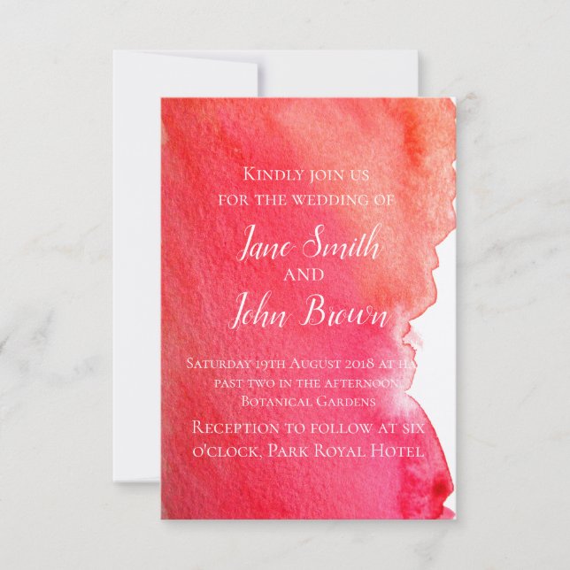 Invitation Aquarelle rouge pourpre art moderne mariage boho (Devant)