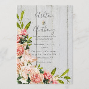 Invitation Aquarelle rousse rustique Floral Vintage Wedding