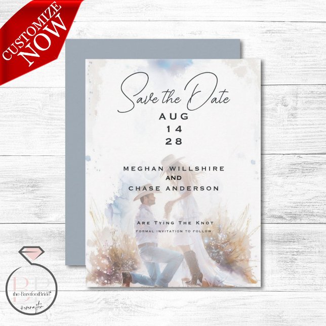 Invitation Aquarelle Russe Cowboy Mariage (Créateur téléchargé)