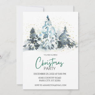Invitation Aquarelle Russe fête de Noël Deer Forest