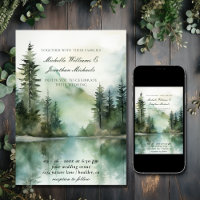 Aquarelle Rustic Mountain Lake Mariage forestier