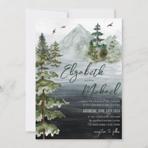 Invitation Aquarelle rustique À feuillage persistant Mountain