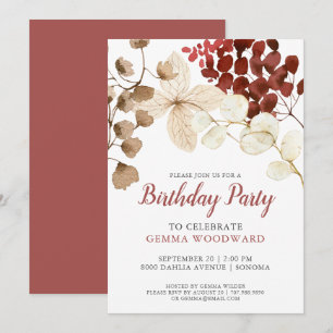 Invitation Aquarelle Rustique Automne Baby shower Floral Invi