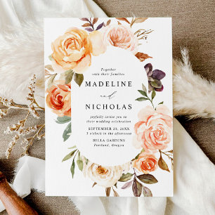 Invitation Aquarelle Rustique Automne Floral Oval Frame