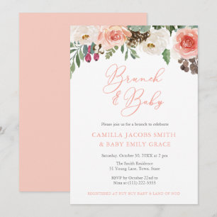 Invitation Aquarelle rustique Baby shower de Brunch d'automne