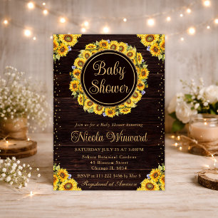 Invitation Aquarelle Rustique Baby shower de couronne de tour