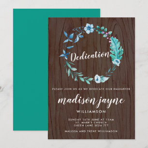 Invitation Aquarelle Rustique Boho Floral Wreath Dedication