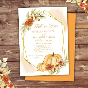 Invitation Aquarelle rustique chute dans l'amour Citrouille M