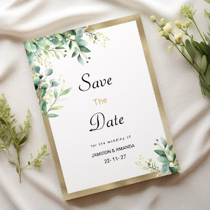 Invitation Aquarelle rustique eucalyptus vert Enregistrer la 