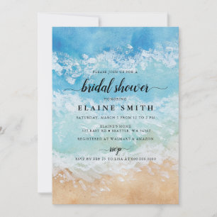 Invitation Aquarelle rustique Fête des mariées de plage de me