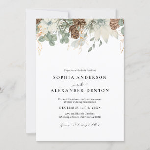 Invitation Aquarelle rustique Fleurs d'hiver