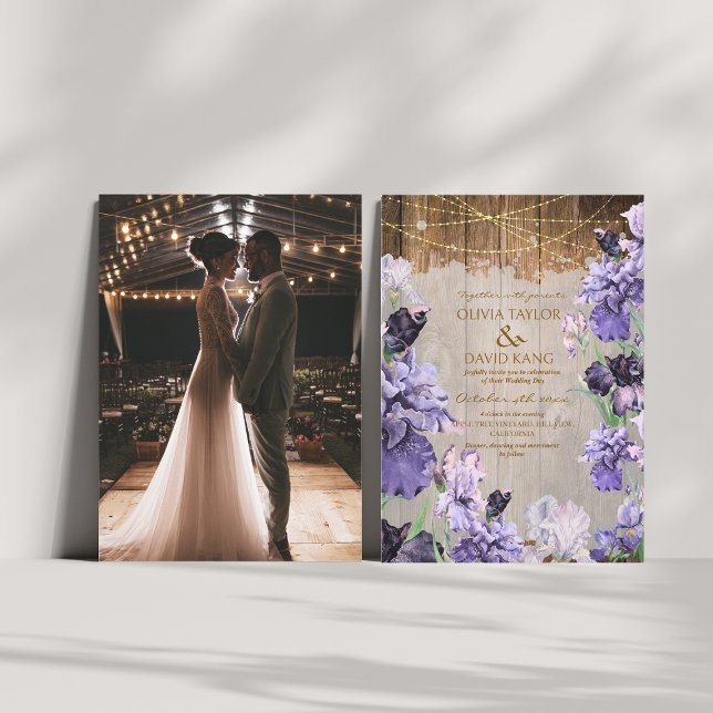 Invitation Aquarelle rustique Floral Mariage Photo (Créateur téléchargé)