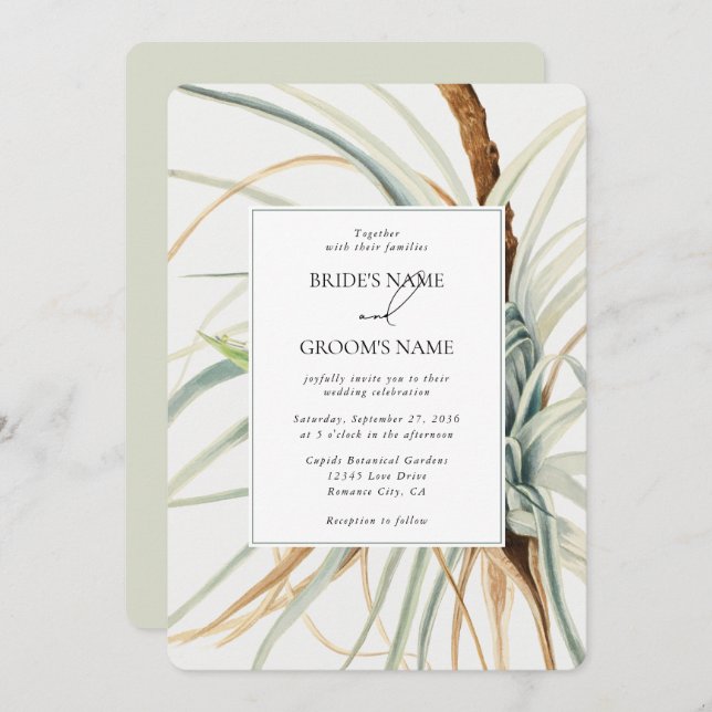 Invitation Aquarelle Rustique Neutral Boho Mariage botanique (Devant / Derrière)