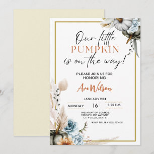 Invitation aquarelle rustique un petit baby shower citrouille