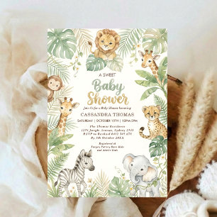Invitation aquarelle Safari Twin Jungle Animaux Baby Shower