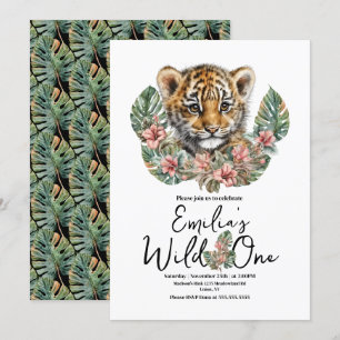 Invitation Aquarelle Safari Wild One Baby Tiger Cub Anniversa