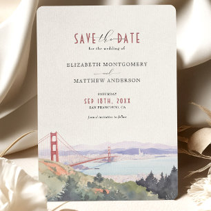 Invitation Aquarelle San Francisco Skyline Enregistrer la dat