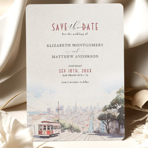 Invitation Aquarelle San Francisco Skyline Enregistrer la dat