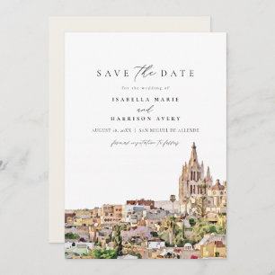Invitation Aquarelle San Miguel Mexique Enregistrer la date