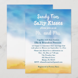 Invitation Aquarelle Sandy Toes Réception après mariage